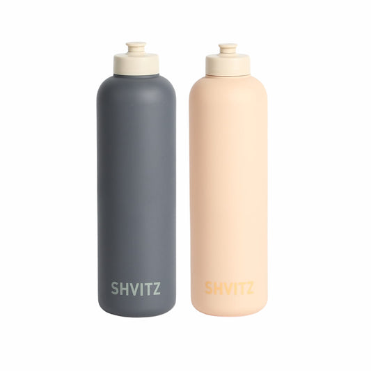 SHVITZ Sports Water Bottle | Carbon + Blush | 2 Pack