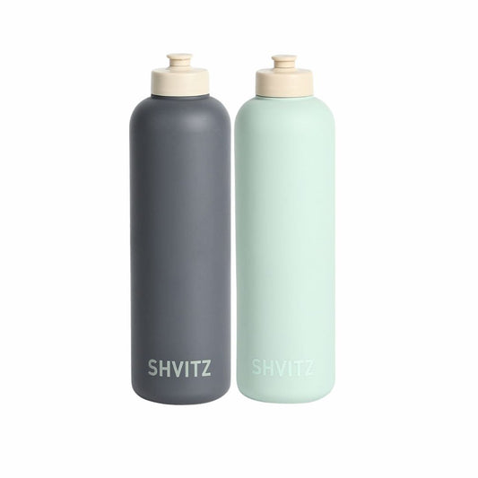 SHVITZ Sports Water Bottle | Carbon + Seafoam | 2-Pack