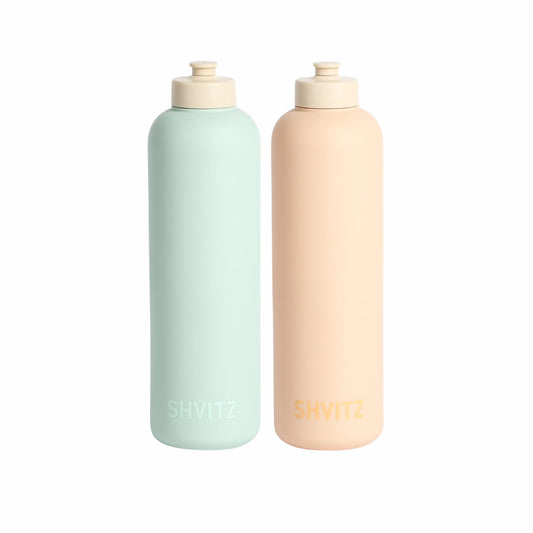 SHVITZ Sports Water Bottle | Seafoam + Blush | 2 Pack